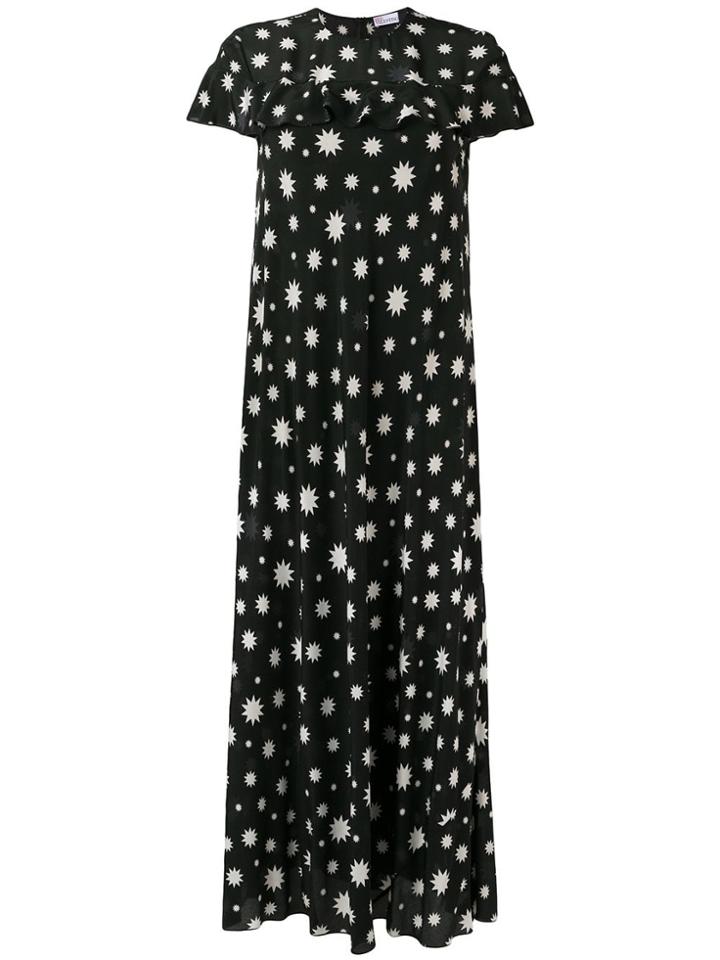Red Valentino Long Star Print Dress - Black