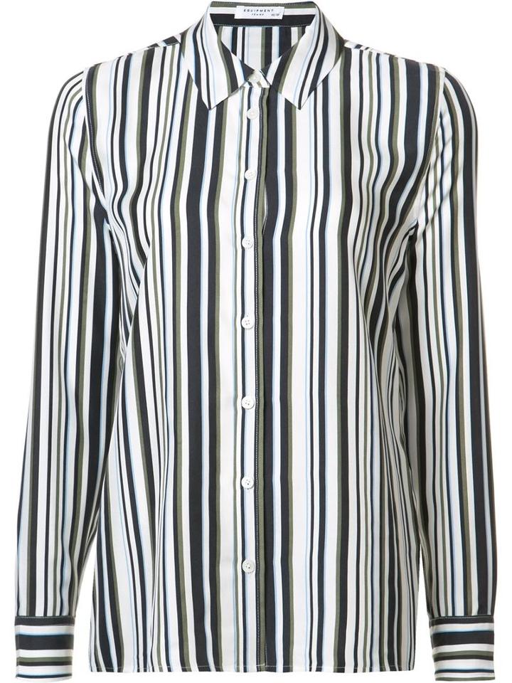 Equipment Striped Shirt, Women's, Size: Xs, White, Silk