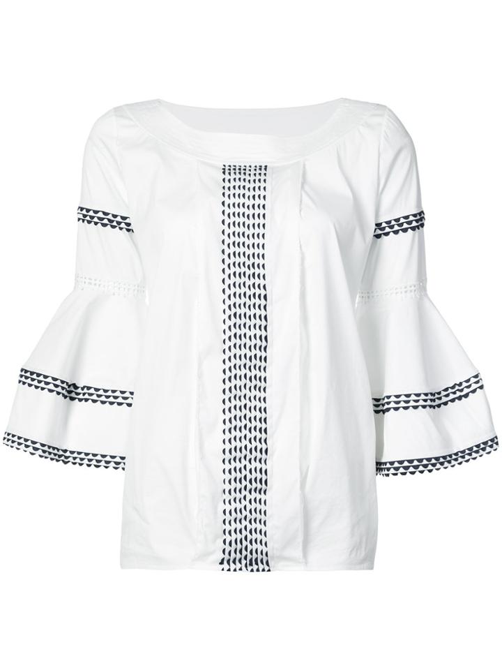 Oscar De La Renta Bateau Bell Sleeve Shirt - White