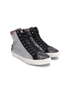 Crime London Kids Teen Panelled Hi-top Sneakers - Silver