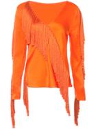 Dvf Diane Von Furstenberg Fringed V-neck Blouse - Yellow & Orange