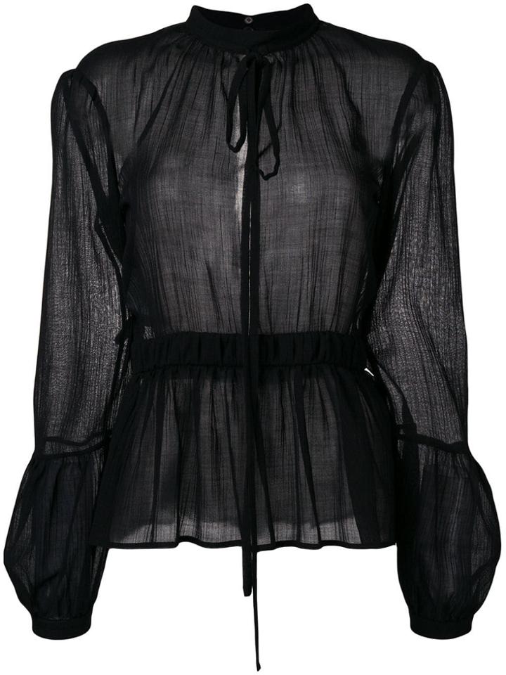 Rochas Sheer Peplum Blouse - Black