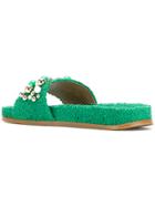 Aquazzura Pom Pom Sandals - Green