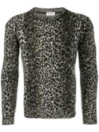 Saint Laurent Intarsia Leopard Knitted Sweater - Neutrals