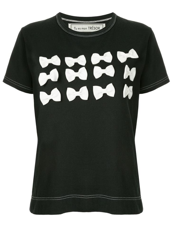 Tu Es Mon Trésor Ribbon T-shirt - Black
