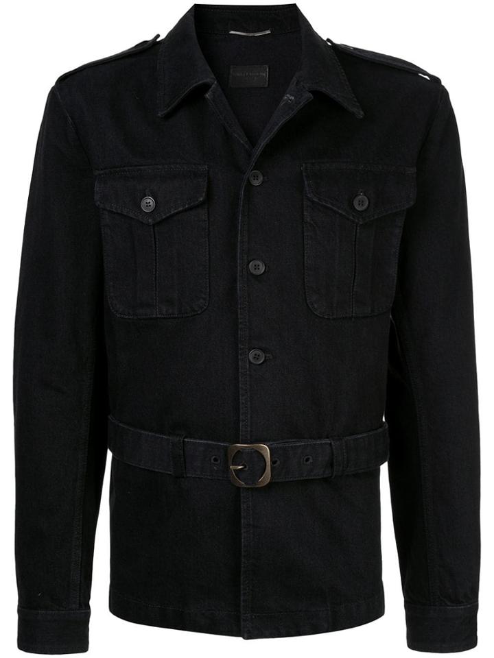 Saint Laurent Saharienne Denim Jacket - Black