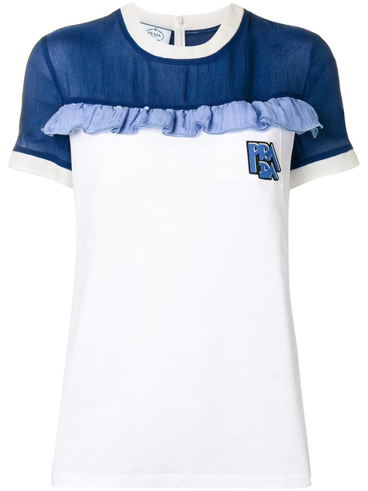 Prada Ruffle Detailed T-shirt - White