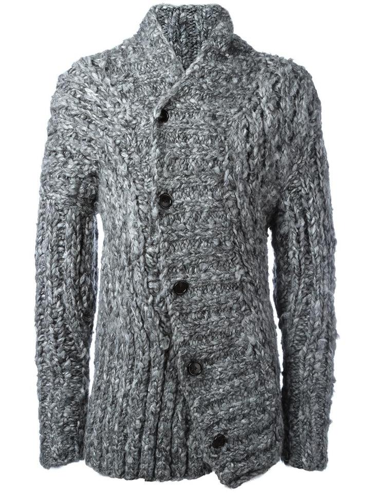 Ann Demeulemeester Button Up Knitted Cardigan, Men's, Size: Small, Grey, Silk/alpaca