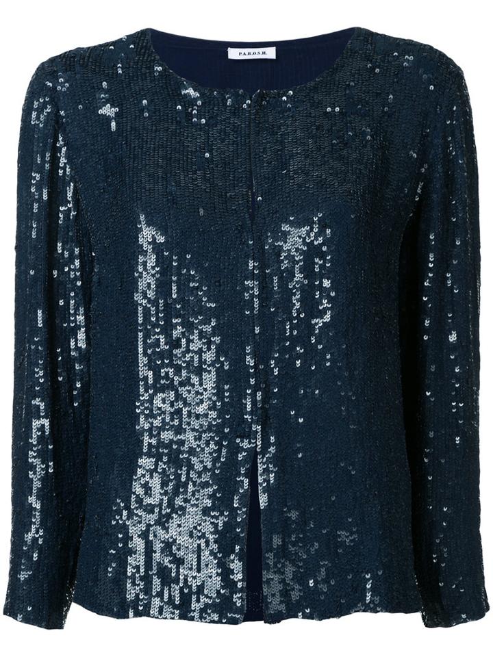 P.a.r.o.s.h. - Gughi Sequined Jacket - Women - Viscose - Xxl, Blue, Viscose