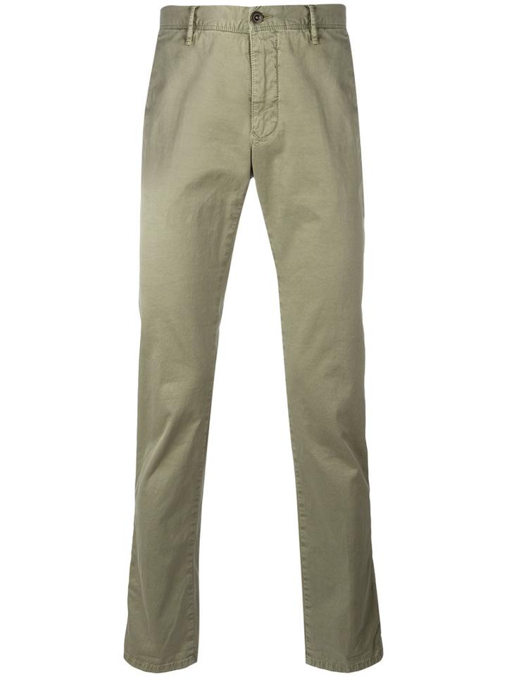 Incotex Classic Chinos, Men's, Size: 32, Green, Cotton/spandex/elastane