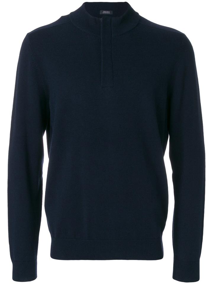 Boss Hugo Boss Zipped Turtleneck Jumper - Blue