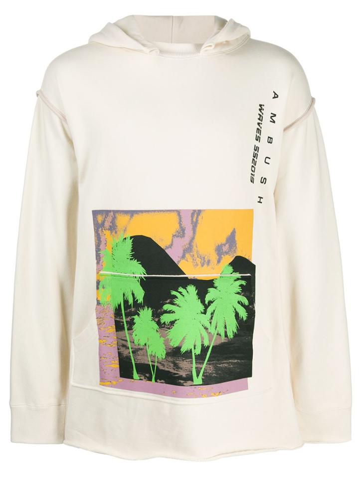 Ambush Waves Printed Cape Hoodie - Neutrals
