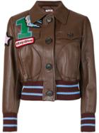 Miu Miu Applique Leather Jacket - Brown