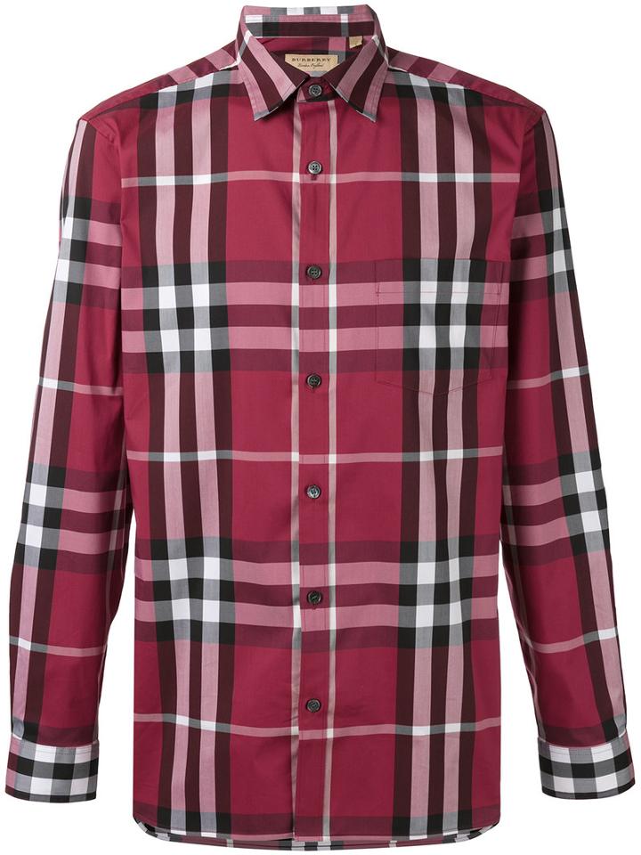 Burberry - House Check Shirt - Men - Cotton/polyamide/spandex/elastane - S, Red, Cotton/polyamide/spandex/elastane