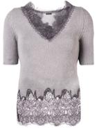 Ermanno Scervino Embroidered Fitted Sweater - Grey
