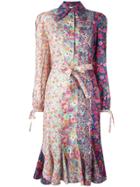Olympia Le-tan Floral Print Belted Shirt Dress - Multicolour