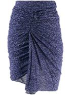 Isabel Marant Ruched Leopard Print Skirt - Blue