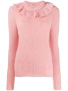Miu Miu Ruffled Detailed Knitted Sweater - Pink