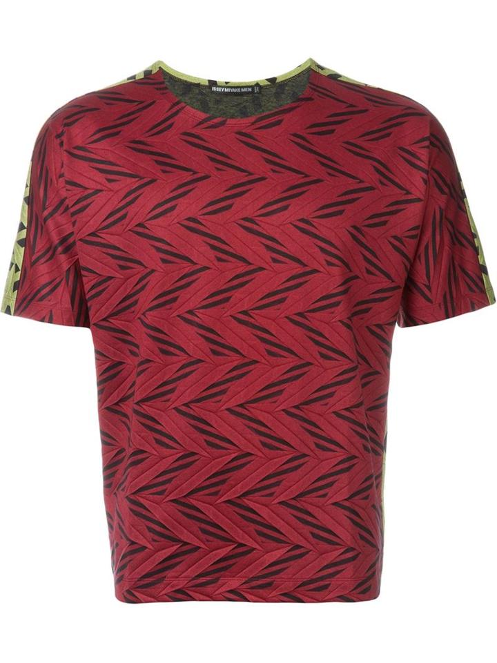 Issey Miyake Men Zig Zag Pattern T-shirt, Size: 1, Red, Cotton/polyester
