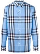 Burberry 'nelson' Shirt, Men's, Size: Large, Blue, Cotton/nylon/spandex/elastane