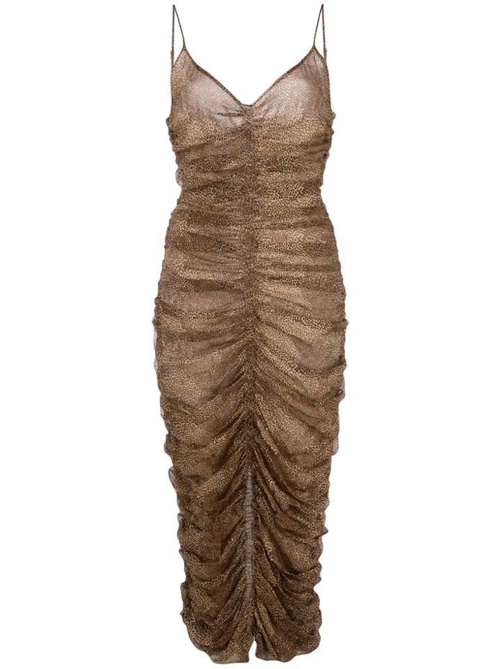 Nicholas Ruched Midi Dress - Brown