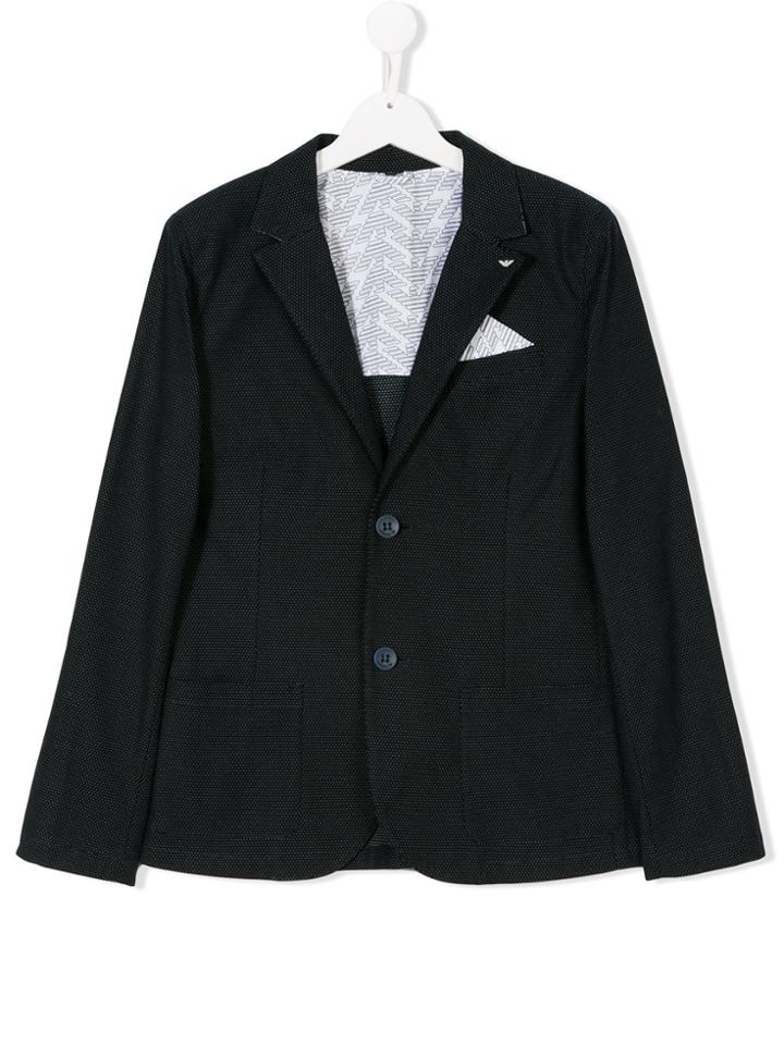 Armani Junior Teen Dotted Logo Blazer - Blue