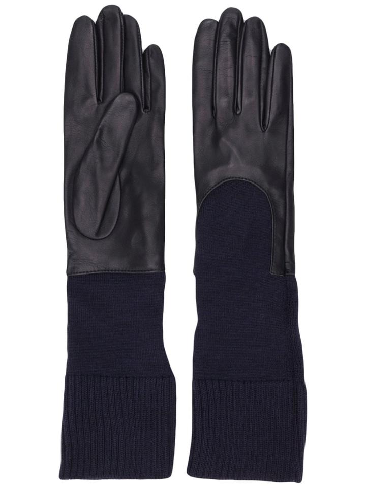 Gala Gloves Knitted Cuff Cloves Navy Nappa - Blue