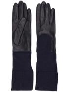 Gala Gloves Knitted Cuff Cloves Navy Nappa - Blue