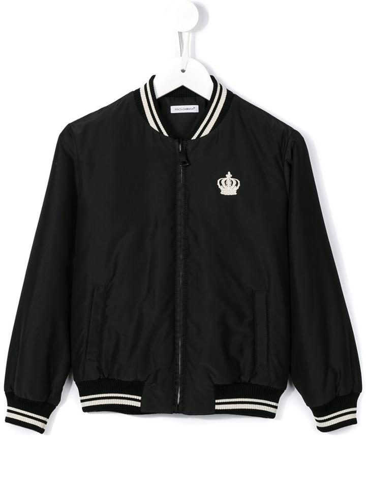 Dolce & Gabbana Kids Crown Crest Bomber Jacket, Boy's, Size: 10 Yrs, Black