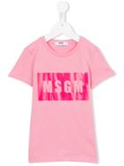 Msgm Kids Logo Print T-shirt, Girl's, Size: 12 Yrs, Pink/purple