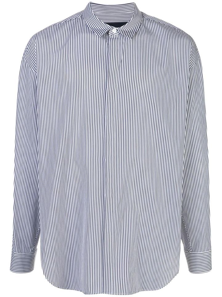 Juun.j Striped-print Oversized Shirt - Blue