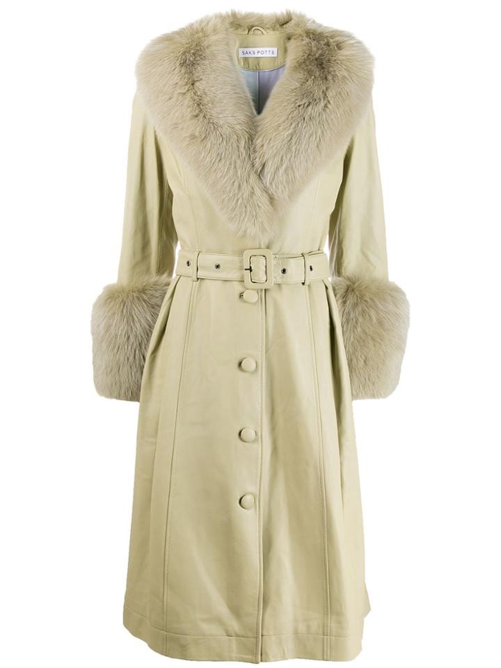 Saks Potts Foxy Trimmed Coat - Green