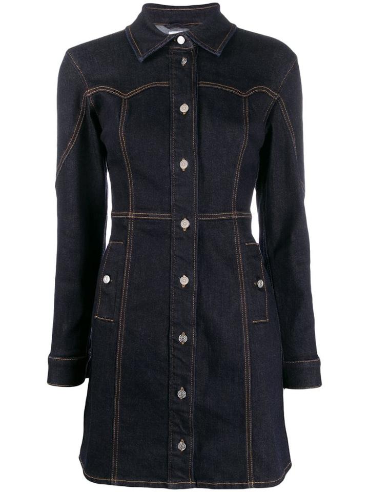 Ganni Fitted Denim Shirt Dress - Blue