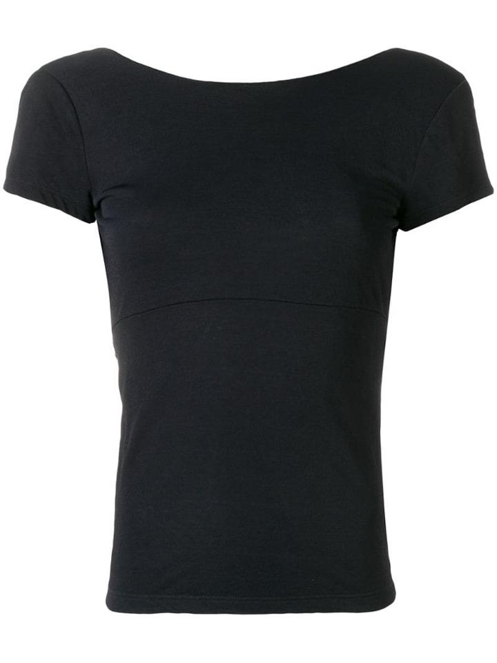 Giorgio Armani Pre-owned Crossed Back Semi-sheer Blouse - Black