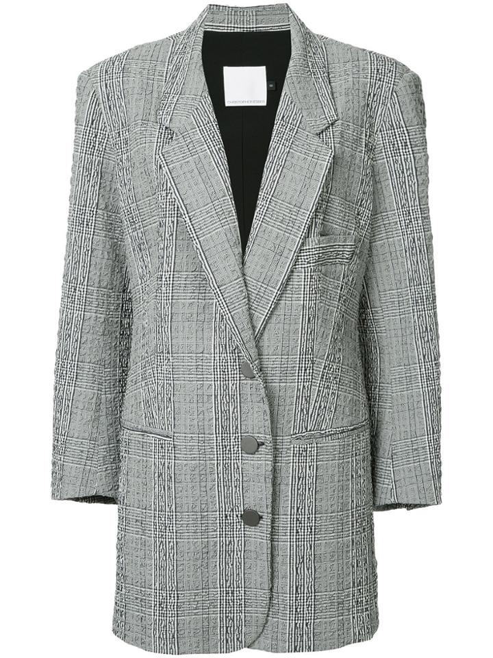 Christopher Esber Checked Longline Blazer - Grey