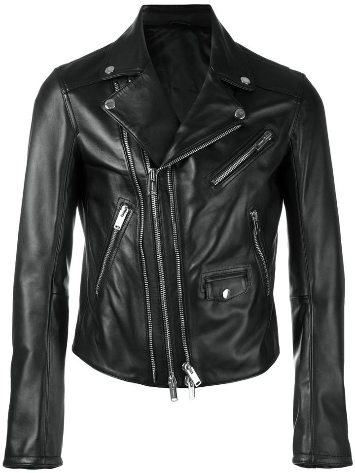 Les Hommes - Perfecto Jacket - Men - Lamb Skin/viscose - 50, Black, Lamb Skin/viscose