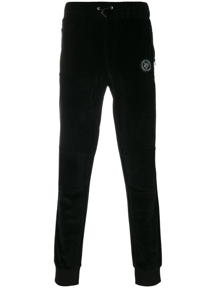 Plein Sport Logo Velvet Track Pants - Black
