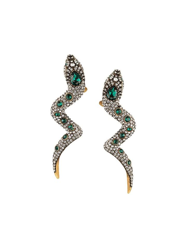 Gucci Snake Earrings With Crystals - Gold