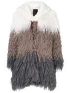 Liska - Panel Fur Hooded Coat - Women - Silk/lamb Fur/tibetan Lamb Fur - M, Grey, Silk/lamb Fur/tibetan Lamb Fur
