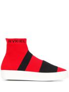 Sonia Rykiel Striped Knit Hi-top Trainers - Red