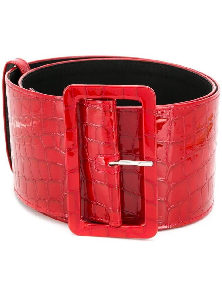 Attico Crocodile Effect Belt - Red