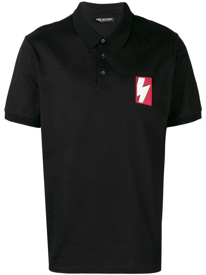Neil Barrett Thunderbolt Patch Polo Shirt - Black