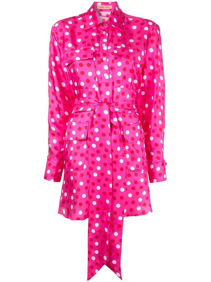 Maggie Marilyn Polka Dot Mini Shirt Dress - Pink