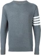 Thom Browne Crewneck Pullover With 4-bar Stripe In Medium Grey Merino