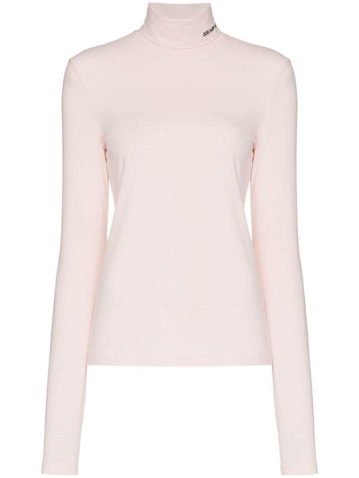 Calvin Klein 205w39nyc Pink Logo Embroidered Turtle Neck