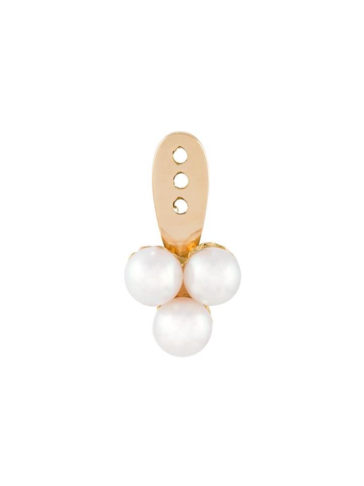 Yvonne Léon 18kt Yellow Gold 'trilogie' Pearl Lobe Earring, Women's, White