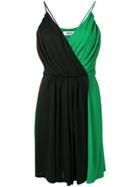 Msgm Colour Block Wrap Dress - Green