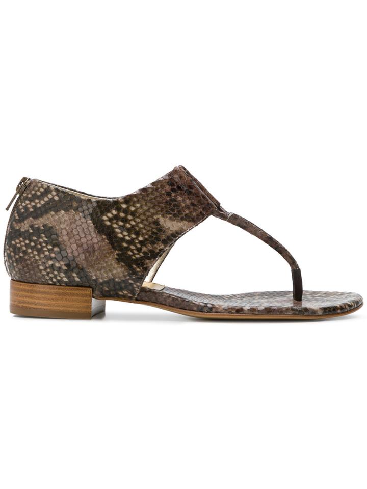 Antonio Barbato Snakeskin Effect Open Toe Sandals - Brown