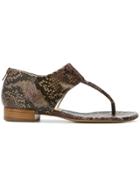 Antonio Barbato Snakeskin Effect Open Toe Sandals - Brown