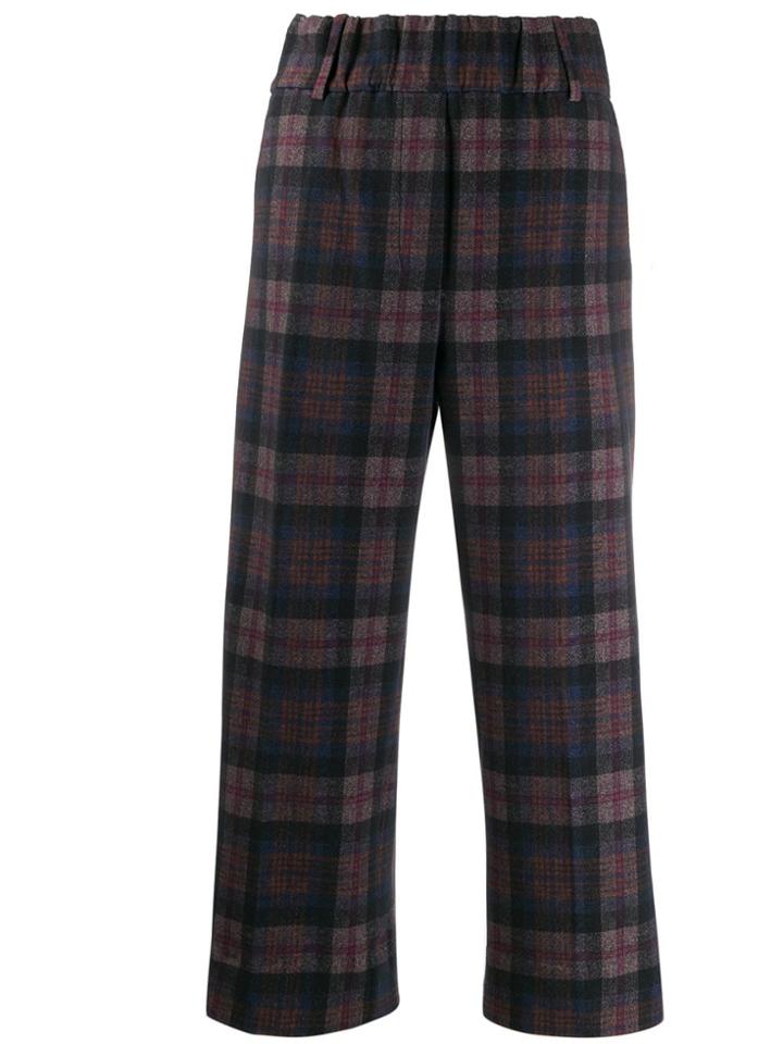 Circolo 1901 Plaid Print Cropped Trousers - Blue